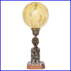 Unique Art Deco Table Lamp MOON SWIMMER One Of A Kind Bronze