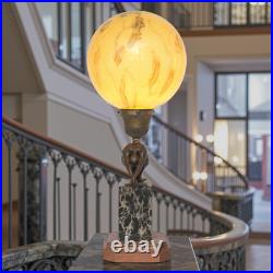 Unique Art Deco Table Lamp MOON SWIMMER One Of A Kind Bronze