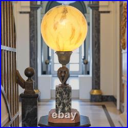 Unique Art Deco Table Lamp MOON SWIMMER One Of A Kind Bronze