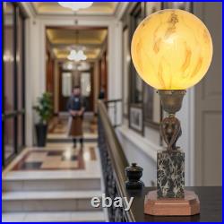 Unique Art Deco Table Lamp MOON SWIMMER One Of A Kind Bronze