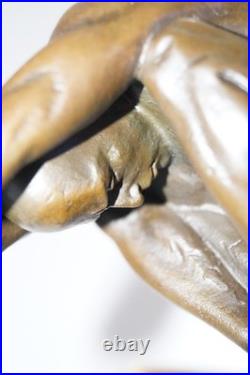 Unique Art Deco Table Lamp MOON SWIMMER One Of A Kind Bronze