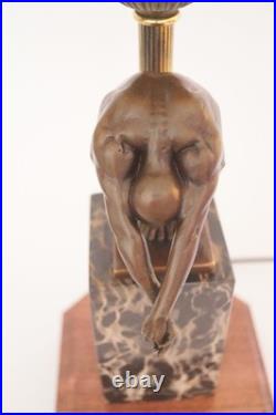Unique Art Deco Table Lamp MOON SWIMMER One Of A Kind Bronze