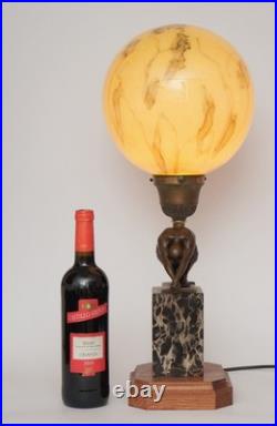 Unique Art Deco Table Lamp MOON SWIMMER One Of A Kind Bronze