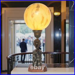 Unique Art Deco Table Lamp MOON SWIMMER One Of A Kind Bronze