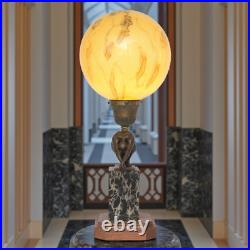 Unique Art Deco Table Lamp MOON SWIMMER One Of A Kind Bronze
