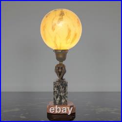 Unique Art Deco Table Lamp MOON SWIMMER One Of A Kind Bronze
