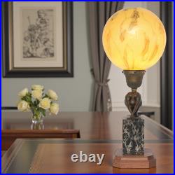 Unique Art Deco Table Lamp MOON SWIMMER One Of A Kind Bronze