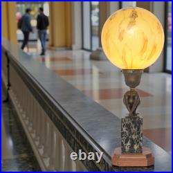 Unique Art Deco Table Lamp MOON SWIMMER One Of A Kind Bronze