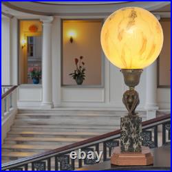 Unique Art Deco Table Lamp MOON SWIMMER One Of A Kind Bronze