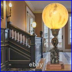 Unique Art Deco Table Lamp MOON SWIMMER One Of A Kind Bronze