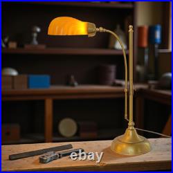 Unique Design Type Déco Banker's Lamp Amber Shell Unique Specimen Brass Lamp