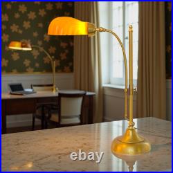 Unique Design Type Déco Banker's Lamp Amber Shell Unique Specimen Brass Lamp
