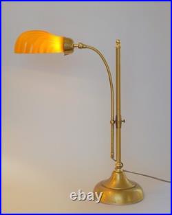Unique Design Type Déco Banker's Lamp Amber Shell Unique Specimen Brass Lamp