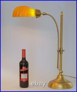 Unique Design Type Déco Banker's Lamp Amber Shell Unique Specimen Brass Lamp