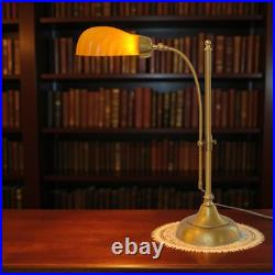 Unique Design Type Déco Banker's Lamp Amber Shell Unique Specimen Brass Lamp