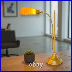 Unique Design Type Déco Banker's Lamp Amber Shell Unique Specimen Brass Lamp