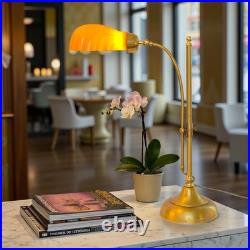Unique Design Type Déco Banker's Lamp Amber Shell Unique Specimen Brass Lamp