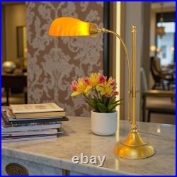 Unique Design Type Déco Banker's Lamp Amber Shell Unique Specimen Brass Lamp