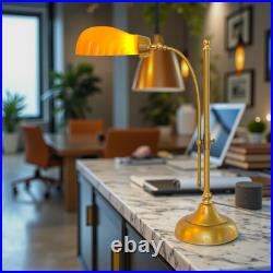 Unique Design Type Déco Banker's Lamp Amber Shell Unique Specimen Brass Lamp