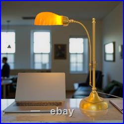 Unique Design Type Déco Banker's Lamp Amber Shell Unique Specimen Brass Lamp