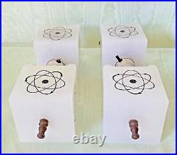 Unique PAIR ATOMIC LAMPS Milk Glass ART DECO Mid-Century Modern c1957