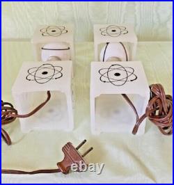 Unique PAIR ATOMIC LAMPS Milk Glass ART DECO Mid-Century Modern c1957