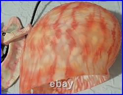 Unique Tiffany Style Pink Snail Tabletop Glass & Metal Lamp Art Deco Tested