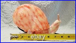 Unique Tiffany Style Pink Snail Tabletop Glass & Metal Lamp Art Deco Tested