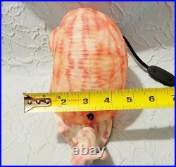 Unique Tiffany Style Pink Snail Tabletop Glass & Metal Lamp Art Deco Tested