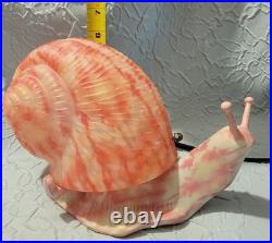Unique Tiffany Style Pink Snail Tabletop Glass & Metal Lamp Art Deco Tested