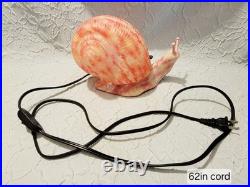 Unique Tiffany Style Pink Snail Tabletop Glass & Metal Lamp Art Deco Tested