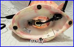 Unique Tiffany Style Pink Snail Tabletop Glass & Metal Lamp Art Deco Tested
