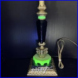 Uranium Glass Bridge Arm Table Lamp Art Deco Vintage Antique Houze Akro Agate