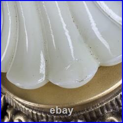 Uranium Glass Bridge Arm Table Lamp Art Deco Vintage Antique Houze Akro Agate