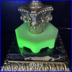 Uranium Glass Bridge Arm Table Lamp Art Deco Vintage Antique Houze Akro Agate