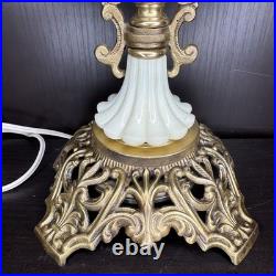 Uranium Glass Bridge Arm Table Lamp Art Deco Vintage Antique Houze Akro Agate