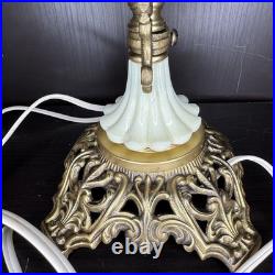 Uranium Glass Bridge Arm Table Lamp Art Deco Vintage Antique Houze Akro Agate