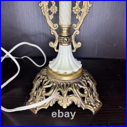 Uranium Glass Bridge Arm Table Lamp Art Deco Vintage Antique Houze Akro Agate