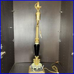 Uranium Glass Bridge Arm Table Lamp Art Deco Vintage Antique Houze Akro Agate