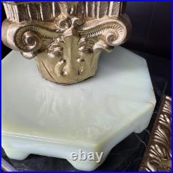 Uranium Glass Bridge Arm Table Lamp Art Deco Vintage Antique Houze Akro Agate