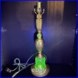 Uranium Glass Lamp Art Deco Style Vintage Custom Build