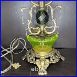 Uranium Glass Table Lamp Double Bridge Arm Custom Build Antique Vtg Art Deco