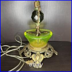 Uranium Glass Table Lamp Double Bridge Arm Custom Build Antique Vtg Art Deco