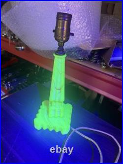 Uranium Vintage Houze X Art Deco Uranium Slag Glass Table Lamp