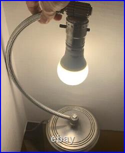 VINTAGE 1930'S CHASE CHROME Half Moon Curved DESK TABLE LAMP ART DECO VINTAGE 1930'S CHASE CHROME Half Moon Curved DESK TABLE LAMP ART DECO