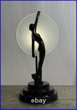 VINTAGE 1986 SARSAPARILLA NJ Art Deco Black Nude Woman Lamp 16