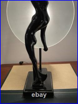 VINTAGE 1986 SARSAPARILLA NJ Art Deco Black Nude Woman Lamp 16
