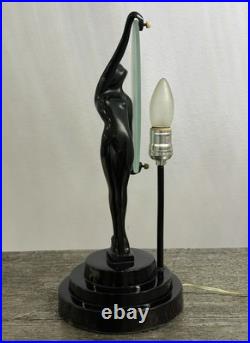 VINTAGE 1986 SARSAPARILLA NJ Art Deco Black Nude Woman Lamp 16
