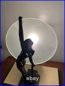 VINTAGE 1986 SARSAPARILLA NJ Art Deco Black Nude Woman Lamp 16