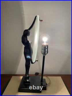 VINTAGE 1986 SARSAPARILLA NJ Art Deco Black Nude Woman Lamp 16